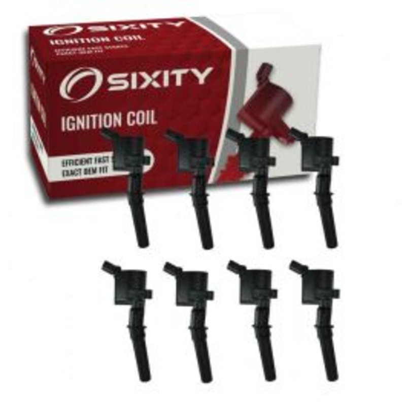 8 pc Sixity Ignition Coils for 1997-2002 Ford E-250 Econoline 5.4L V8 - Curved Boot Coil Pack